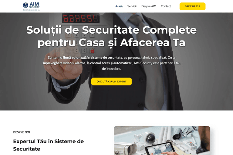 Design site prezentare servicii securitate AimSecurity.ro - realizat de WebHive